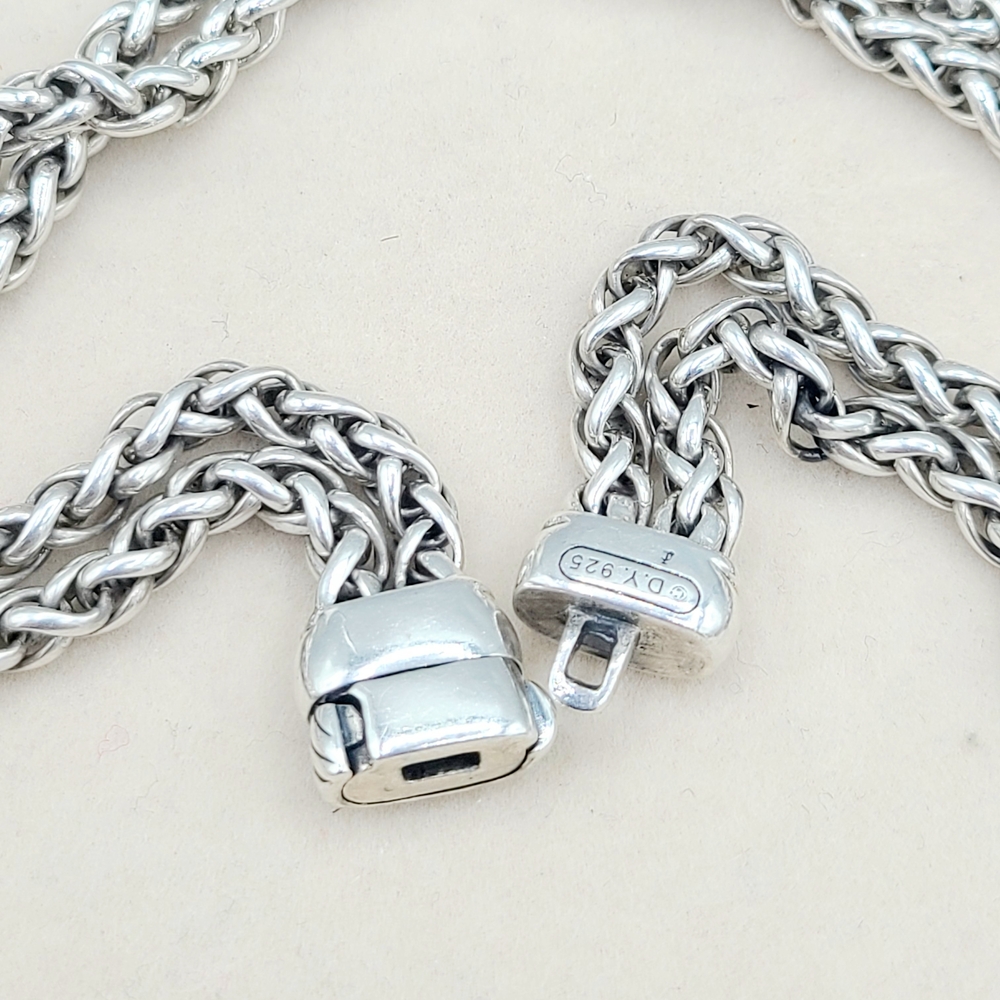 David Yurman Double Wheat Chain Diamonds Necklace - Picture 7 of 9